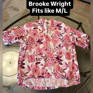 Brooke Wright Floral Pink and White Top